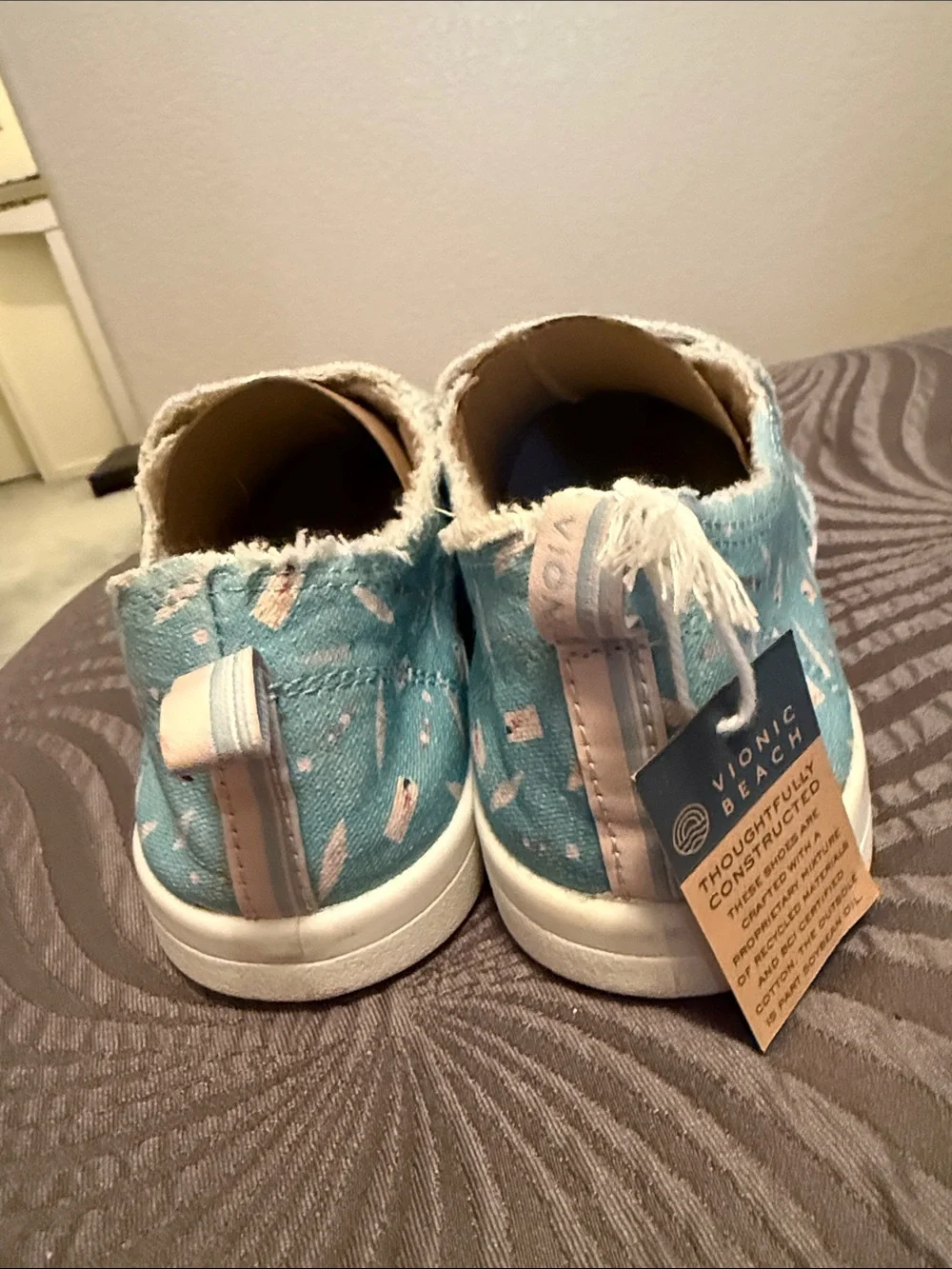 Vionic Light Blue Patterned Slip-On Flats - hard to find print